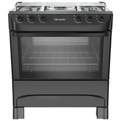 Fogão Manual Mesa em Aço Inox com Tampa de Vidro - Preto - Bivolt MFI5BA