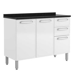 Balcão com Tampo Evidence Aço 3 Portas 2 Gavetas 7124 Branco - Bertolini