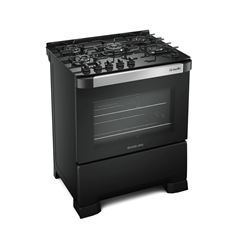 Fogão Mueller 5b Decorato Vetro Mesa de Vidro Automatico Total Cor: Preto