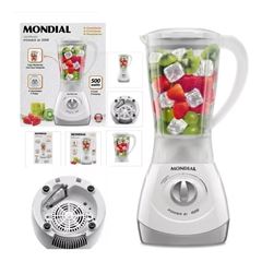 Liquidificador Mondial 2 velocidades + pulsar L550W -Branco Copo Leitoso