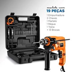 Furadeira com Impacto Mondial FI-RH-01M Rodrigo Hilbert 650W Maleta com 19 peças