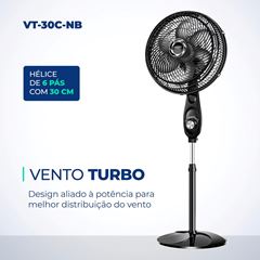 Ventilador de Coluna 30cm Turbo Mondial Preto/Prata  110V - VT-30C-NB