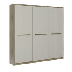 Roupeiro Belmont Carraro c/ 6 port c/ 3 Gav. Internas Cor: Noce com Off Alt: 219cm L: 217cm P: 465cm