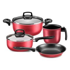 Conjunto Panelas Safira MTA 4 Pçs Antiderente Cor: Cereja