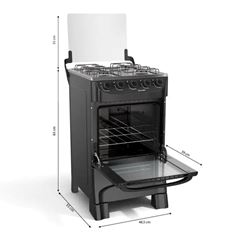 Fogão Mueller 4 bocas Preto Fosco Acendimento Manual MFI4BA