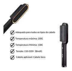 Escova Alisadora Black Rose Mondial Preto/Rose 36W Bivolt - EA-07