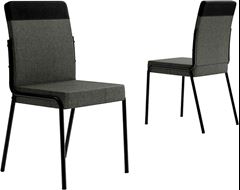 Cadeira Carraro Duo Preto/Linho Grafite/Courino 1739