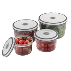 Kit Potes plástico Hermético 4 unidades Redondo Transparente Branco