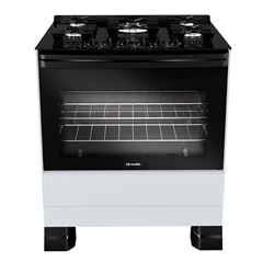 Fogão Mueller 5 Bocas Branco Mesa De Vidro Tripla Chama MFV5BF Automático