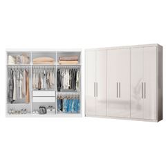 Guarda-Roupa Cas. Venice 6 port 4 gav MDF cor BCO 218m (A) x 241m (L) x 56cm (P).