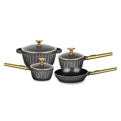 Conjunto de Panelas MTA Concept GOLD 4 PECAS - DE ALUM INJET C/CERA PRETO
