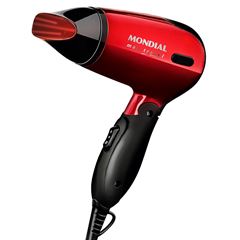 Secador de Cabelo Mondial Max Travel Preto/Vermelho 1200W SC-10 7408-01 Bivolt