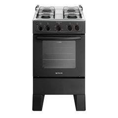 Fogão Atlas Milão Plus 4 Bocas Preto com Mesa Inox acendi auto 300001771 Bivolt