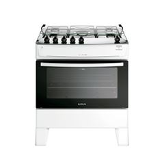Fogão Atlas Milão Top 5 Bocas Branco com Mesa Inox acendi auto 300001774 Bivolt