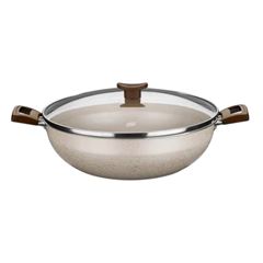 PANELA MTA AURA WOK C/TAMPA VIDRO BAUNILHA N.28 43L 2ALCAS