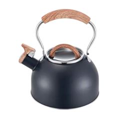 CHALEIRA MTA 20L INDUCAO C/APITO INOX PRETO CABO AMADEIRADO