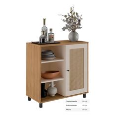 BUFFET ARTELY CHARLOTTE COR CARVALHO C OFF WHITE 004521